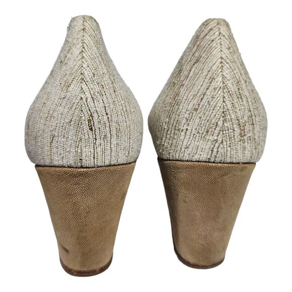 TARYN ROSE "Kimberly" Linen Leather Wrapped Wedges - Size 8 - Picture 4 of 8